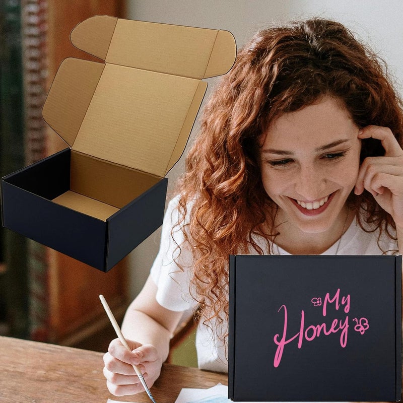 Livejun 24 Pack 10x7x3 inch Black Shipping Boxes ，Cardboard Packaging Boxes for Mailing Shipping Corrugated Cardboard Boxes for Packaging Small Business Craft Flat Shipping Boxes Empty Gifts Giving Products - Image 4